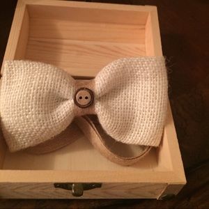Ivory Burlap bow tie